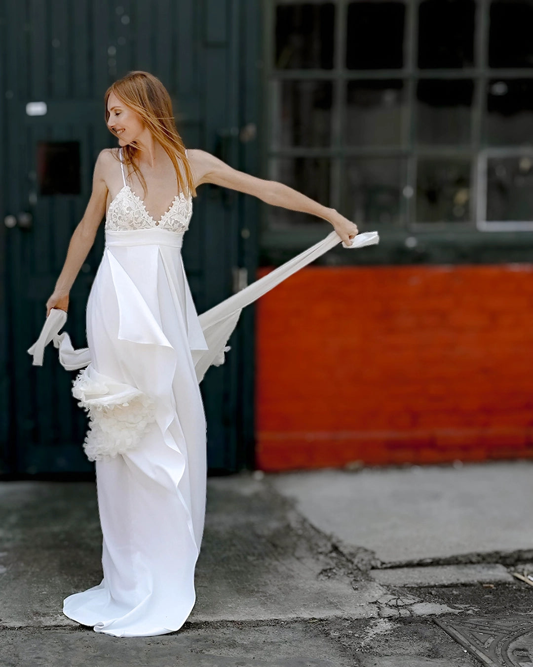 Robe de mariée fines bretelles en soie ISABELLE