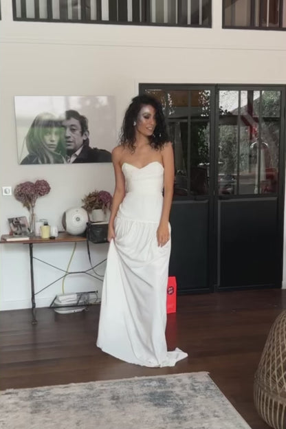 Eva silk strapless wedding dress