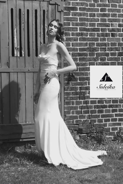 Orysha draped strapless wedding dress
