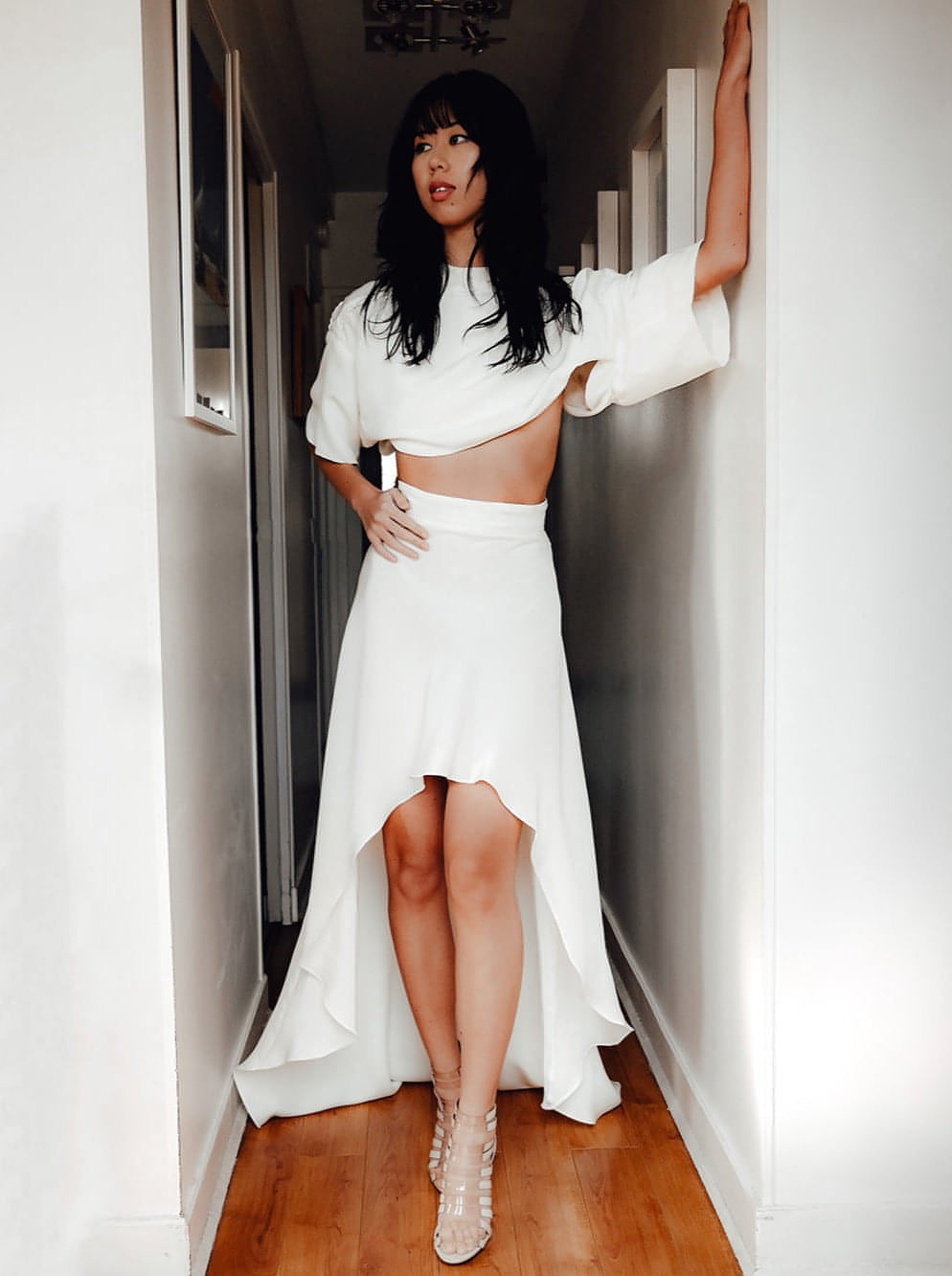 Anna asymmetric silk skirt