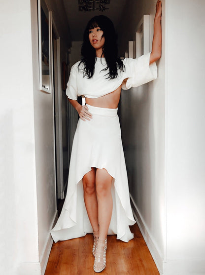 Anna asymmetric silk skirt