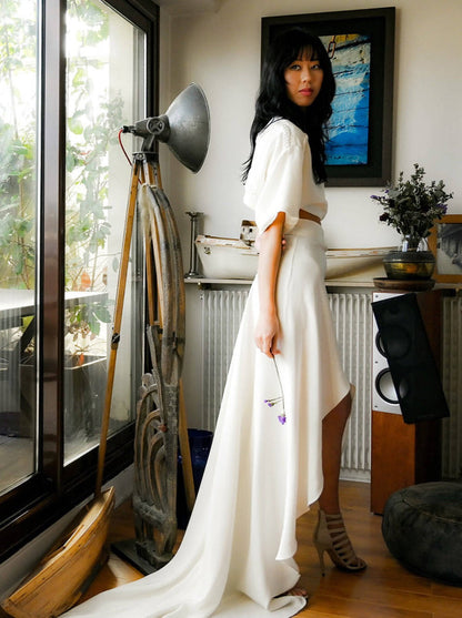 Anna asymmetric silk skirt