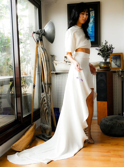 Anna asymmetric silk skirt