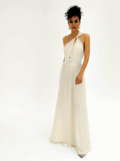Juliana draped silk wedding dress
