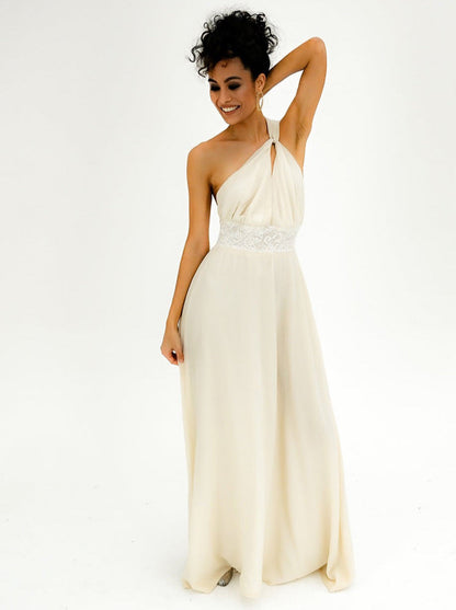 Juliana draped silk wedding dress