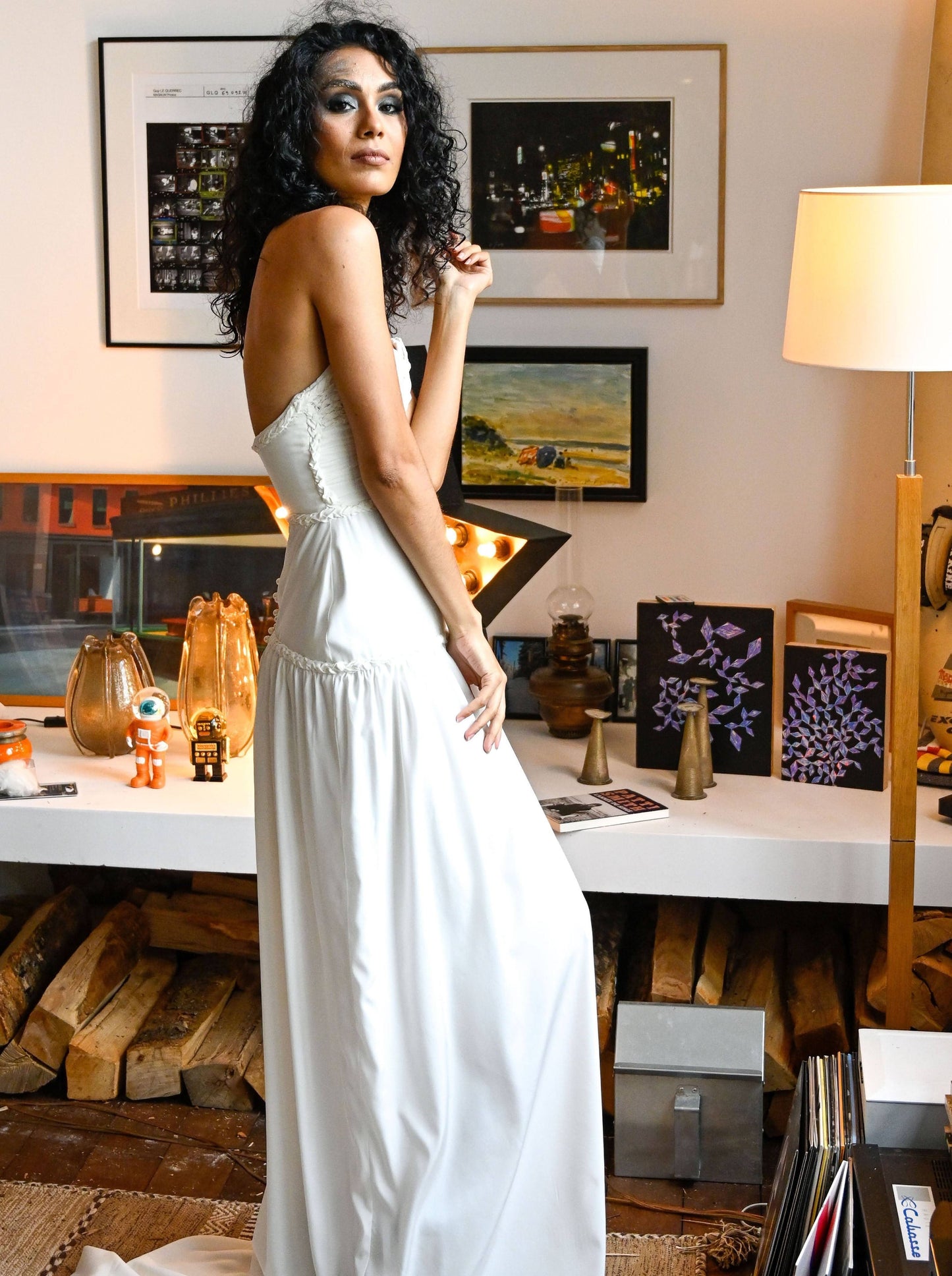 Eva silk strapless wedding dress