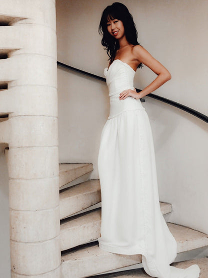 Eva silk strapless wedding dress
